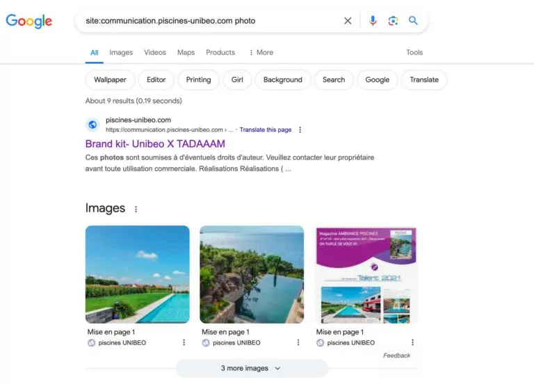 Extrait Google Search UNIBEO